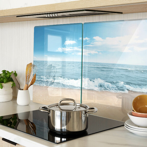 Schneidebrett Glas mit Motiv Strand und Meer