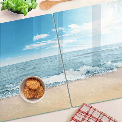 Schneidebrett Glas mit Motiv Strand und Meer