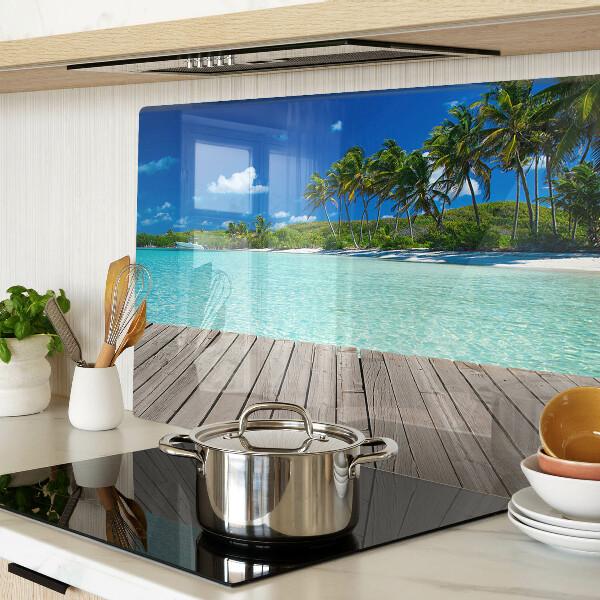 Schneidebrett glas Tropischer Strand mit Palmen