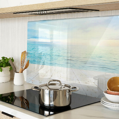 Glas schneidebrett Das Meer und der hölzerne Steg