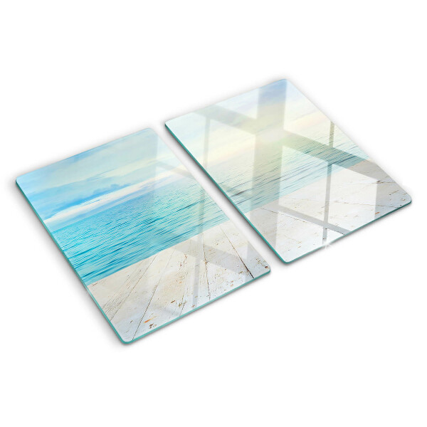 Glas schneidebrett Das Meer und der hölzerne Steg