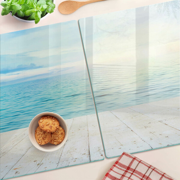 Glas schneidebrett Das Meer und der hölzerne Steg