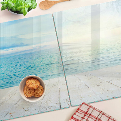 Glas schneidebrett Das Meer und der hölzerne Steg