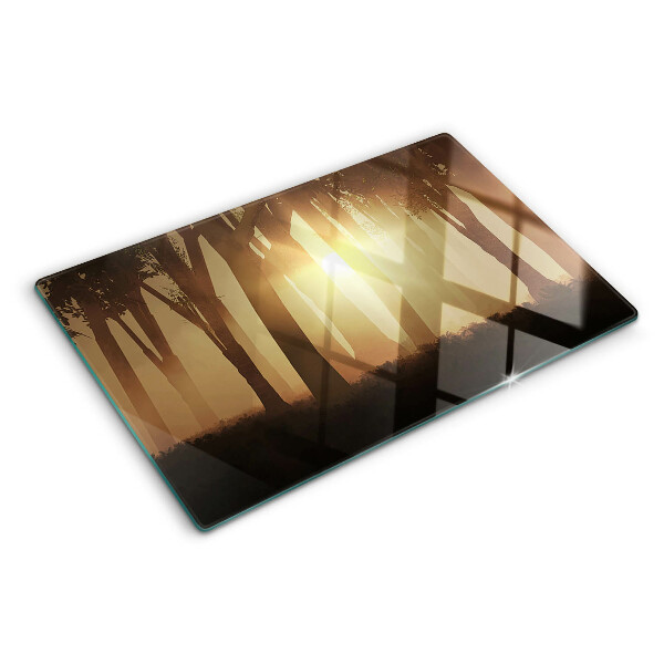 Schneidebrett Sonnenuntergang im Wald