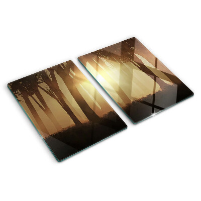 Schneidebrett mit Motiv »Sonnenuntergang im Wald«