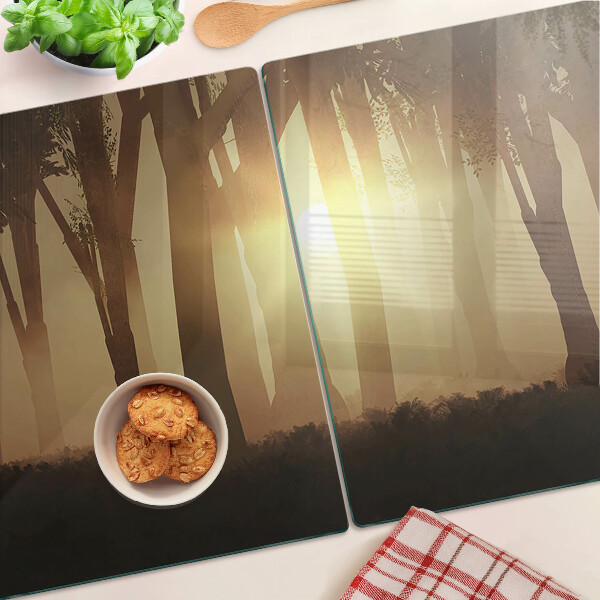 Schneidebrett Sonnenuntergang im Wald