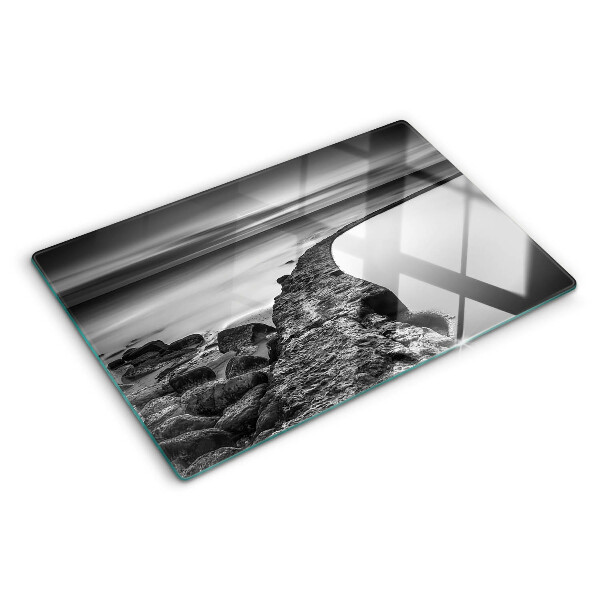 Schneidebrett glas Eine Küstenlandschaft in Grautönen