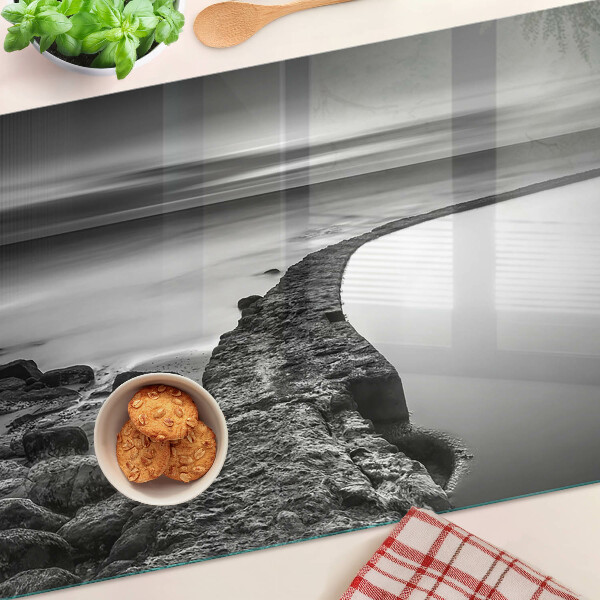 Schneidebrett glas Eine Küstenlandschaft in Grautönen