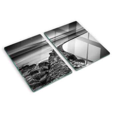 Schneidebrett glas Eine Küstenlandschaft in Grautönen