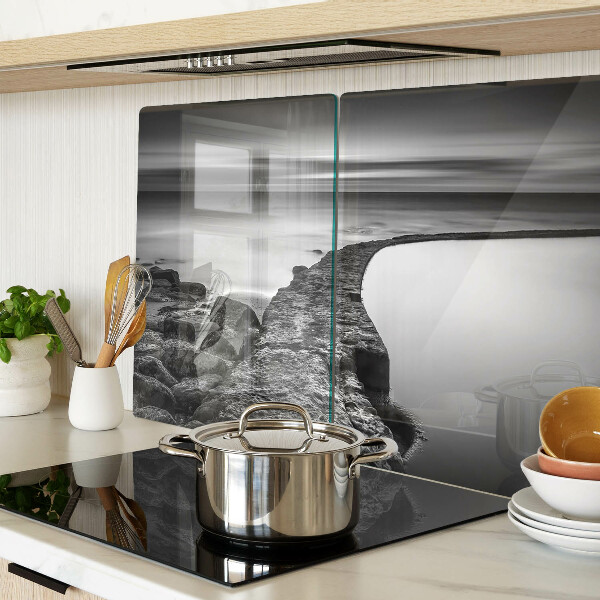 Schneidebrett glas Eine Küstenlandschaft in Grautönen