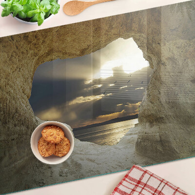 Schneidebrett mit Motiv 'Blick aufs Meer durch die Grotte'