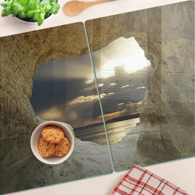Schneidebrett mit Motiv 'Blick aufs Meer durch die Grotte'