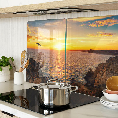 Glas schneidebrett Sonnenuntergang über dem Meer