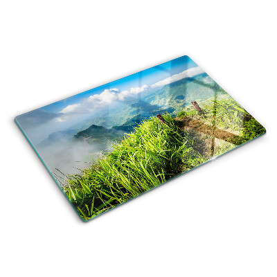 Schneidebrett glas Berglandschaft mit viel Grün