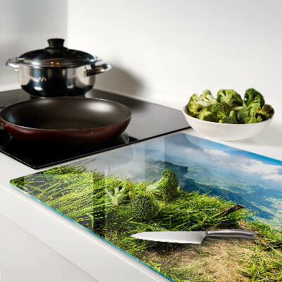 Schneidebrett glas Berglandschaft mit viel Grün