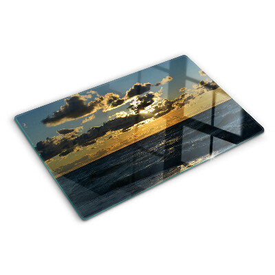 Glas schneidebrett Sonnenuntergang über dem Meer