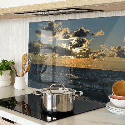 Glas schneidebrett Sonnenuntergang über dem Meer