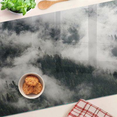 Schneidebrett Glas mit Motiv „Berge in den Wolken“