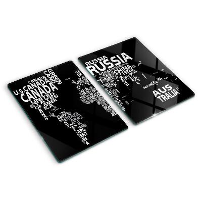 Schneidebrett mit Weltkarte und Ländernamen