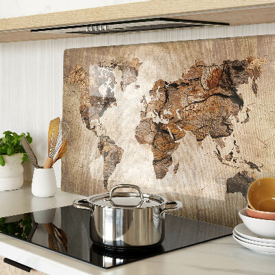 Schneidebrett Glas mit Motiv einer Vintage-Weltkarte