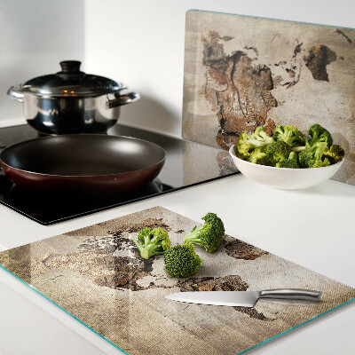 Schneidebrett glas Vintage-Weltkarte