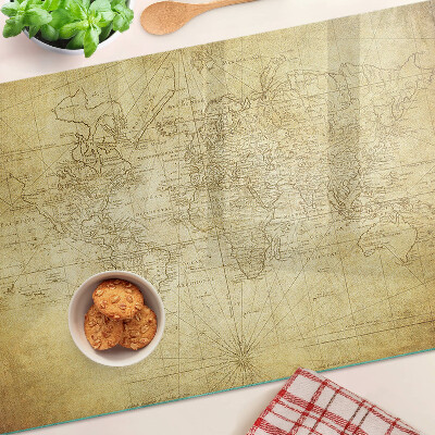 Schneidebrett mit Motiv der Karte der alten Welt