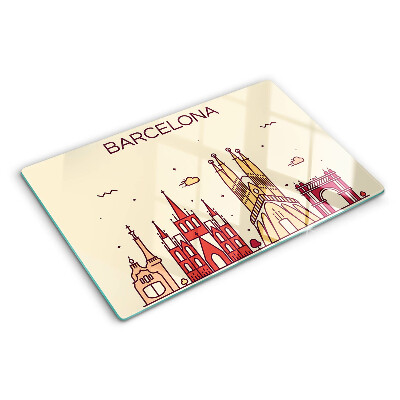 Schneidebrett Glas mit Motiv „Barcelona und seine Architektur“
