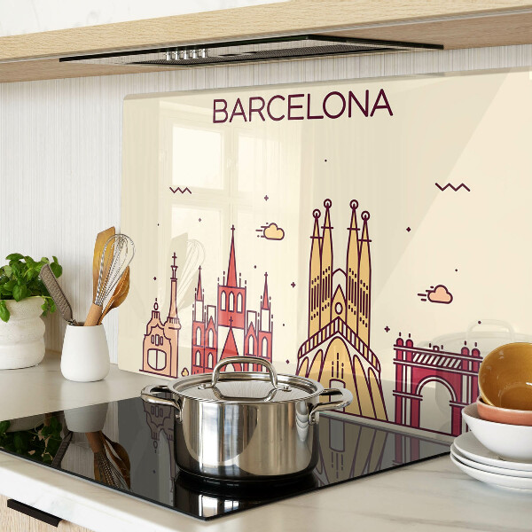 Schneidebrett Glas mit Motiv „Barcelona und seine Architektur“