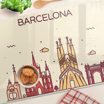 Schneidebrett Glas mit Motiv „Barcelona und seine Architektur“