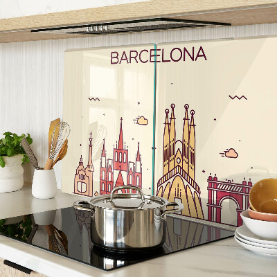 Schneidebrett Glas mit Motiv „Barcelona und seine Architektur“