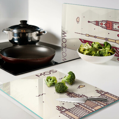 Glas schneidebrett Illustration der Moskauer Skyline