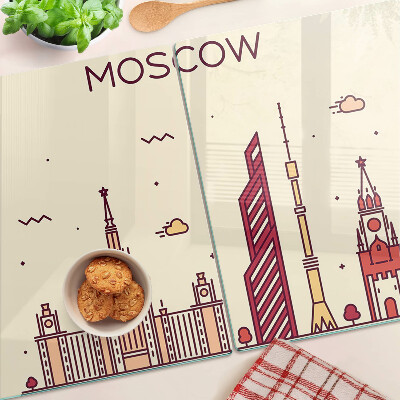 Glas schneidebrett Illustration der Moskauer Skyline