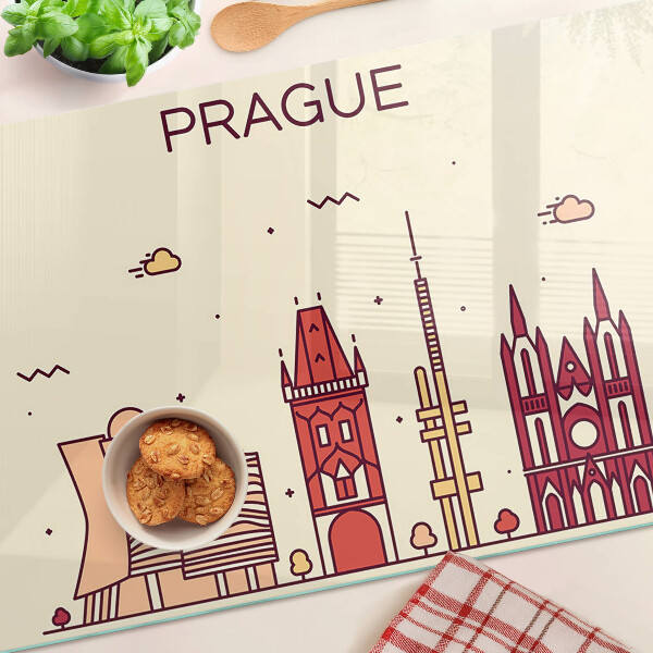 Schneidebrett mit Motiv der Stadtansicht von Prag
