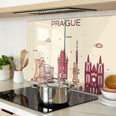 Schneidebrett mit Motiv der Stadtansicht von Prag