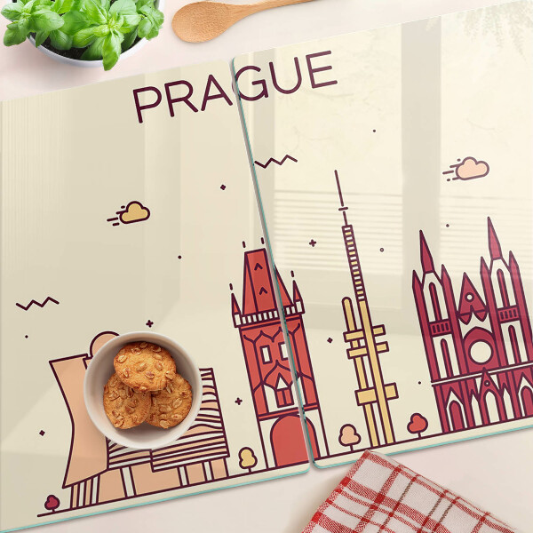 Schneidebrett mit Motiv der Stadtansicht von Prag