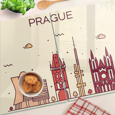 Schneidebrett mit Motiv der Stadtansicht von Prag