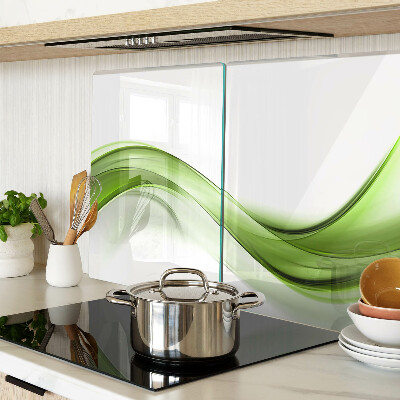 Schneidebrett Glas mit grünem abstraktem Wellenmuster