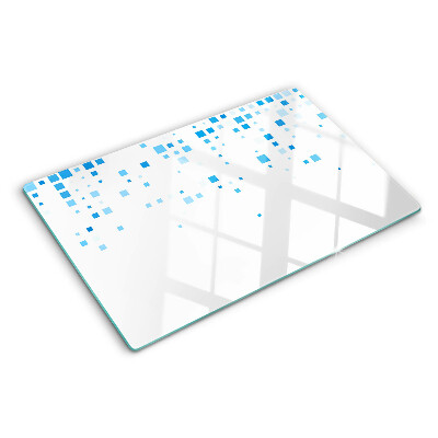 Glas schneidebrett Blaue Quadrate auf weißem Hintergrund