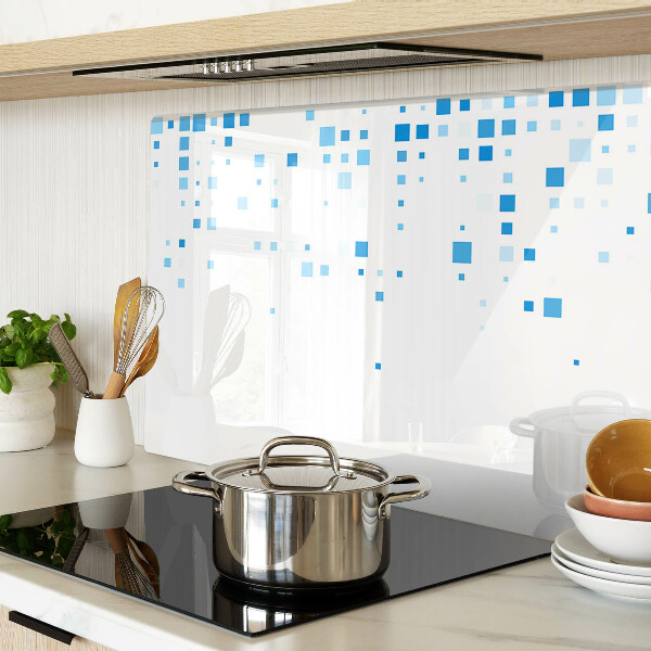 Glas schneidebrett Blaue Quadrate auf weißem Hintergrund