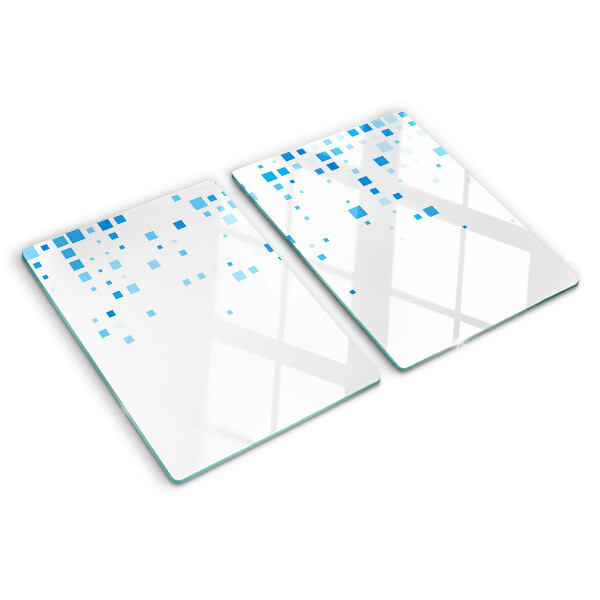 Glas schneidebrett Blaue Quadrate auf weißem Hintergrund
