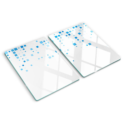 Glas schneidebrett Blaue Quadrate auf weißem Hintergrund