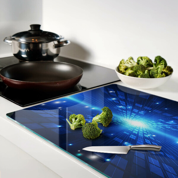 Glas schneidebrett Technologisches Muster in Blautönen