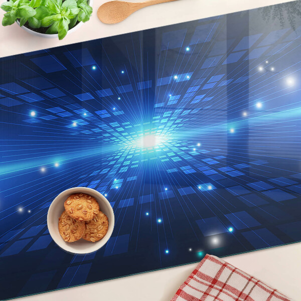 Glas schneidebrett Technologisches Muster in Blautönen