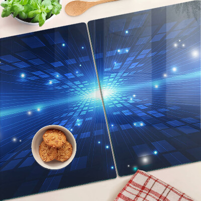 Glas schneidebrett Technologisches Muster in Blautönen