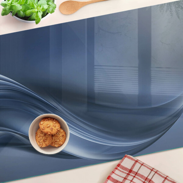 Schneidebrett Glas mit Wellenmuster in Blautönen