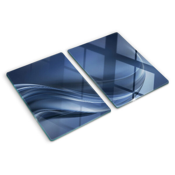 Schneidebrett Glas mit Wellenmuster in Blautönen
