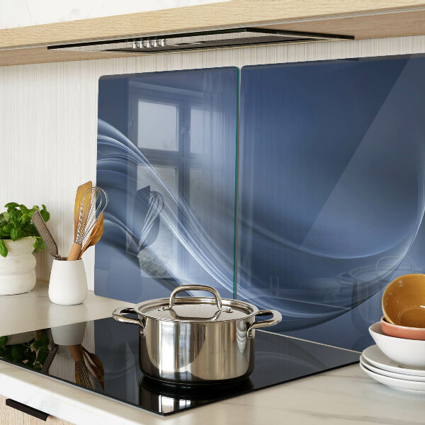 Schneidebrett Glas mit Wellenmuster in Blautönen