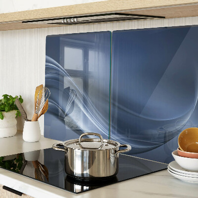 Schneidebrett Glas mit Wellenmuster in Blautönen