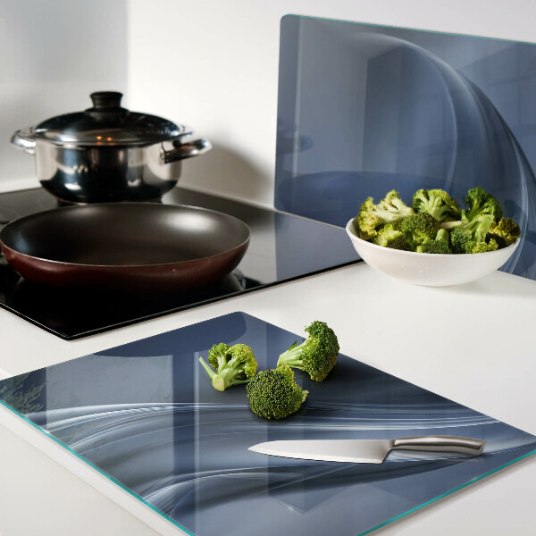 Schneidebrett Glas mit Wellenmuster in Blautönen