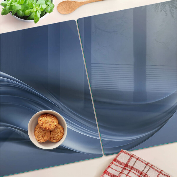 Schneidebrett Glas mit Wellenmuster in Blautönen